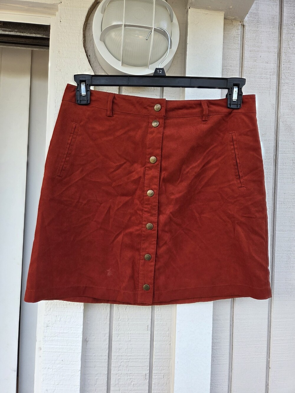 Forever 21 - Red Rust/Button Front Mini Skirt - Size Large